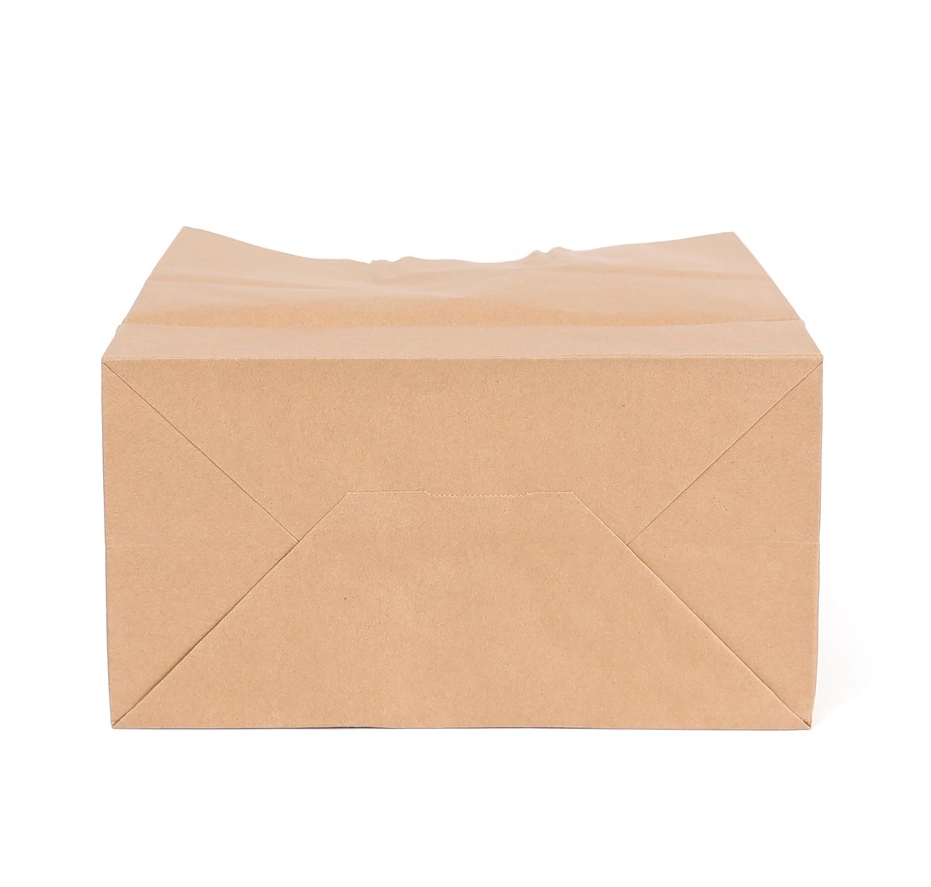 Square Bottom Biodegradable Paper Gift Shopping Bag Brown Kraft Paper Bag