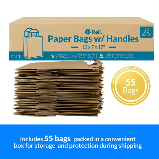 Square Bottom Biodegradable Paper Gift Shopping Bag Brown Kraft Paper Bag