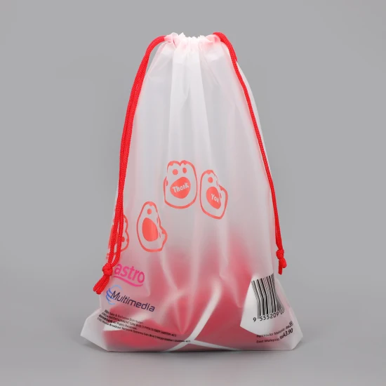 Biodegradable LDPE Transparent Plastic Drawstring Bag Custom Printing Clothing Packaging Bag